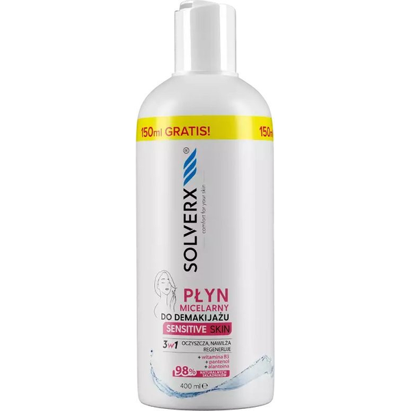 Solverx Sensitive Skin Płyn micelarny do demakijażu 3w1 400 ml