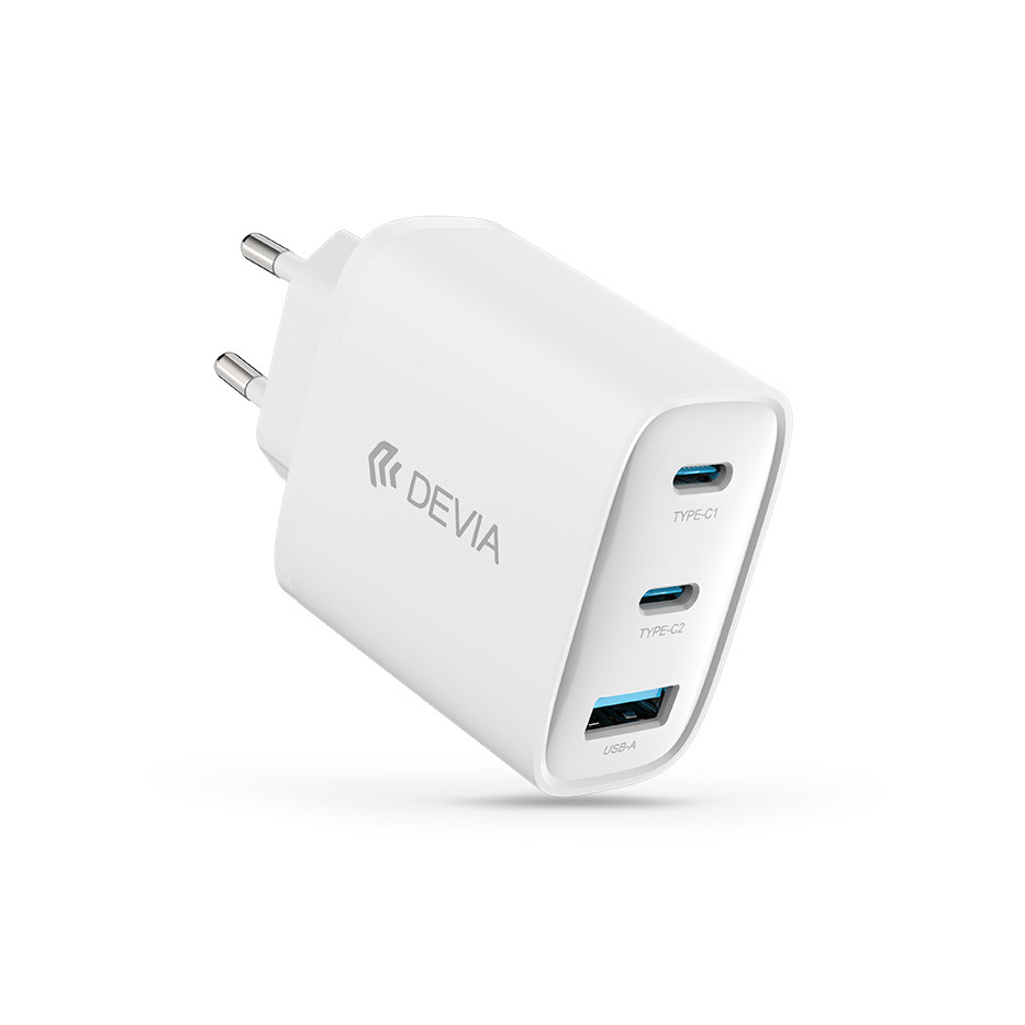 Devia Extreme Speed Series 65W GaN PD gyorstöltő adapter USB+2xType-C - fehér (ST111615)