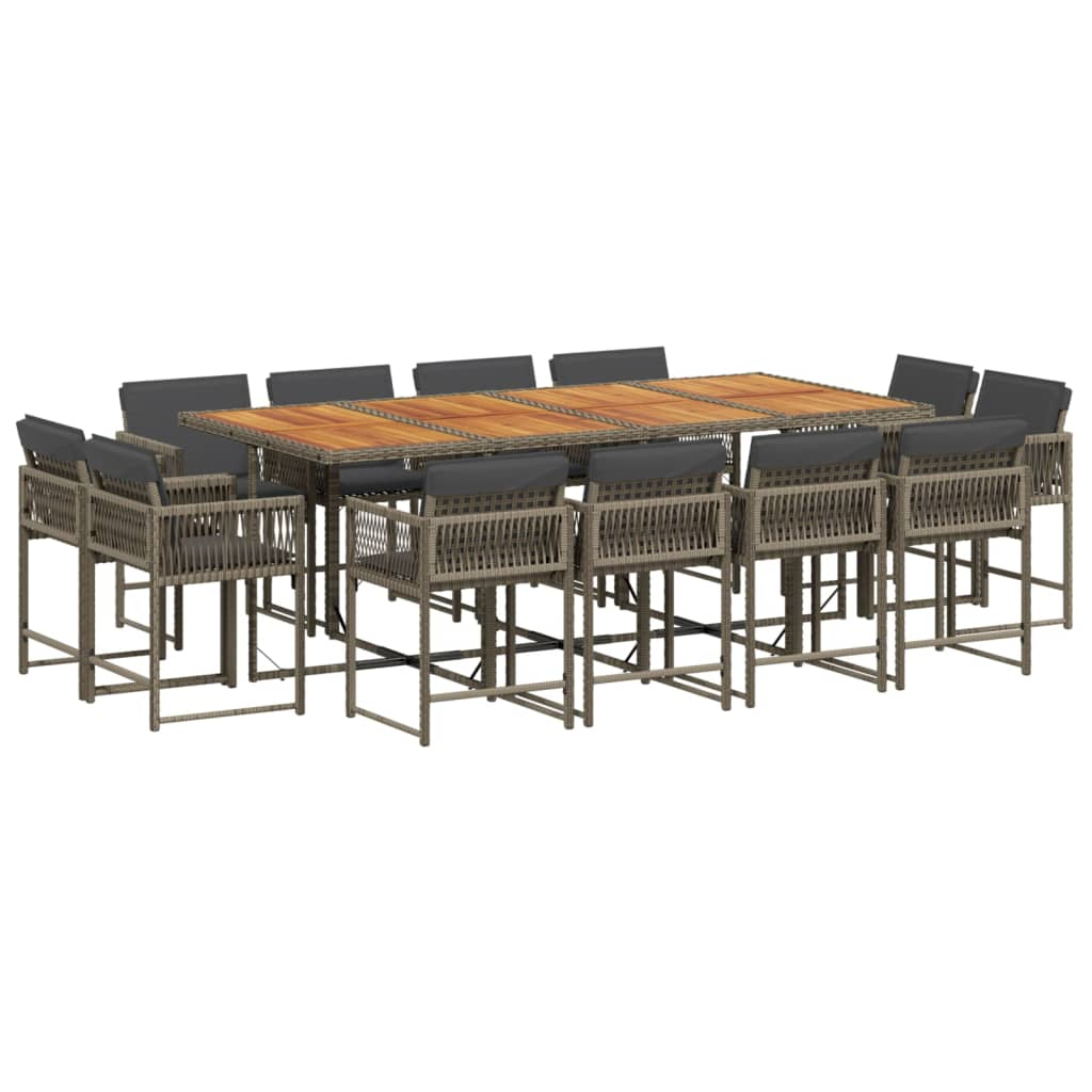 13 részes szürke polyrattan kerti ülőgarnitúra párnákkal (3211586)