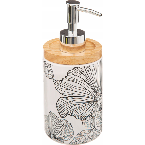 Dispensador De Jabón "blackflora" De 400 Ml En Blanco Y Negro