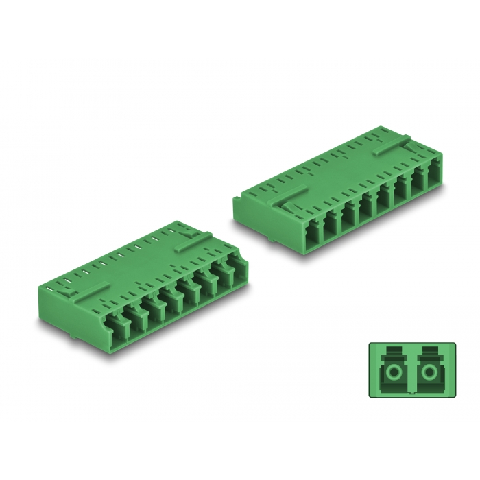 Delock Optikai szál kapcsolat HD LC Octuplex anya - LC Octuplex anya zöld (87929) (87929)