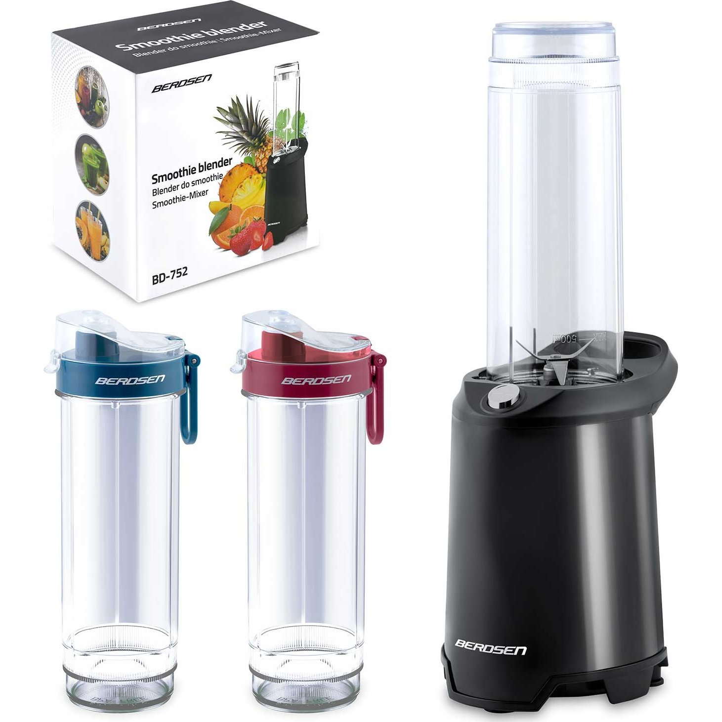 Berdsen 375200 Smoothie Készítő Turmixgép Fekete + Palack 350W Bd-752 (375200)