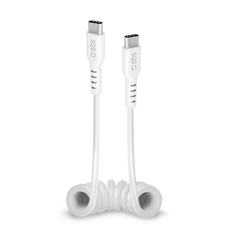 SBS TECABLETYPCCS1W USB-C apa - USB-C apa 3.0 Adat és töltő spirálkábel - Fehér (1m) (TECABLETYPCCS1W)