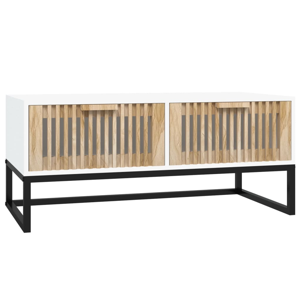 fehér szerelt fa és vas dohányzóasztal 80 x 40 x 35 cm (352100)