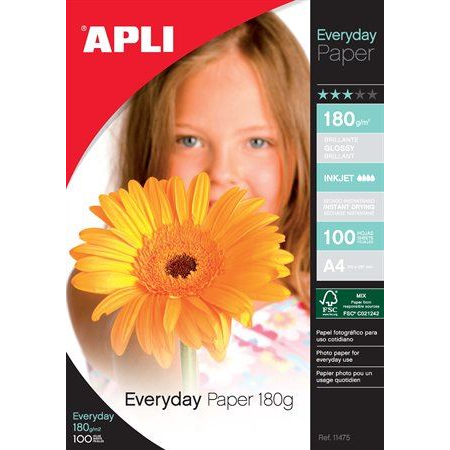 APLI Fotópapír tintasugaras "Everyday" A4 180g 100db fényes (11475) (11475)