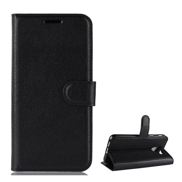 Gigapack Samsung Galaxy J6 (2018) SM-J6F Калъф стоящ, кожен ефект (FLIP, странично отваряне, функция за настолен държач, премиум), черен