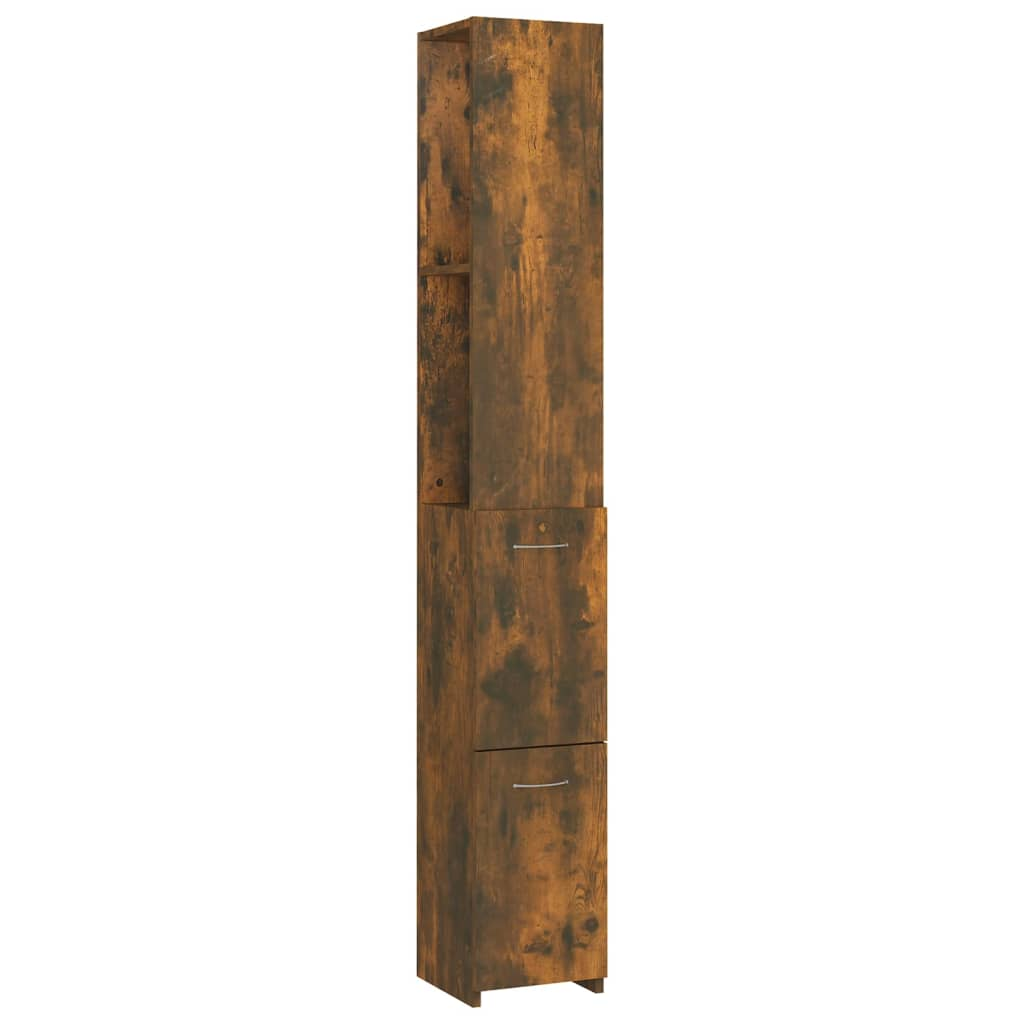 füstös tölgyszínű szerelt fa fürdőszobaszekrény 25x26,5x170 cm (815960)