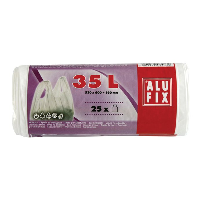 AluFix Köthető füles szemeteszsák 35 l (25 db / tekercs) - Fehér (MS3525GRUNI)