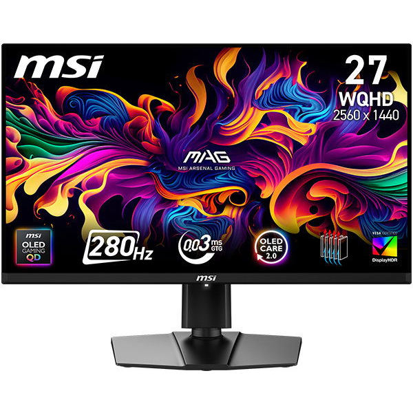 MSI MAG 271QP QD-OLED X28 computerskærm 67,3 cm (26.5") 2560 x 1440 pixel Wide Quad HD Sort