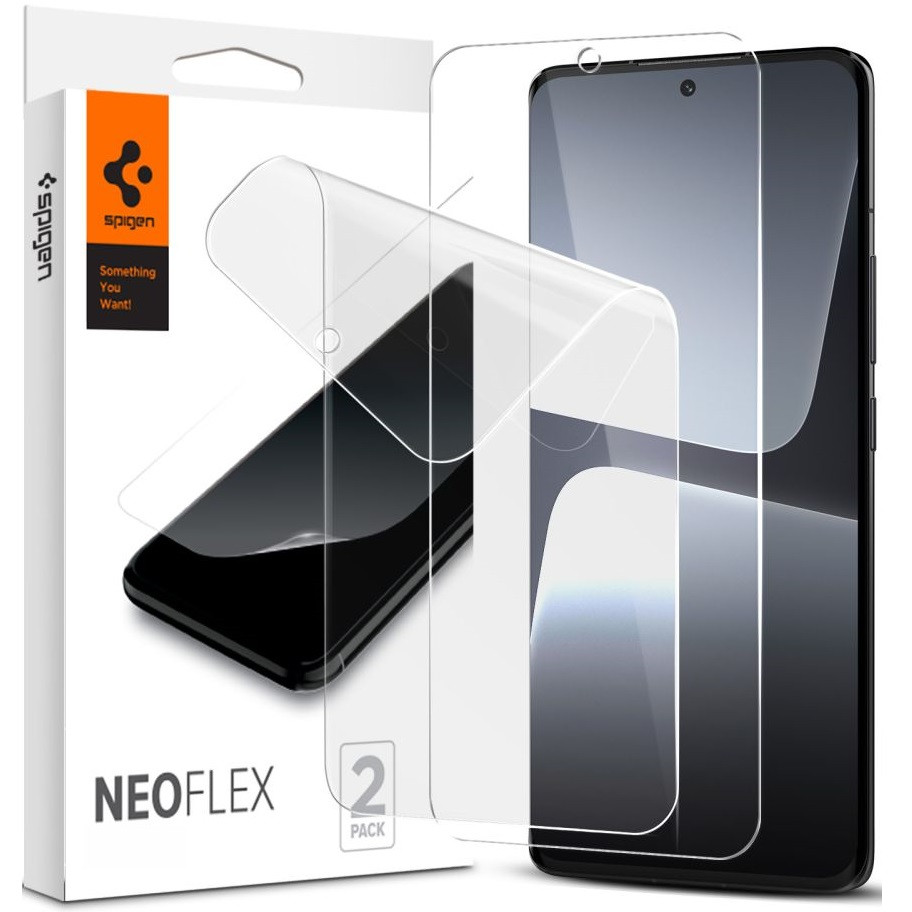 Xiaomi 13 Pro, Kijelzővédő fólia (az íves részre is!), Spigen Neo Flex, Clear Prémium, 2 db / csomag (135862)