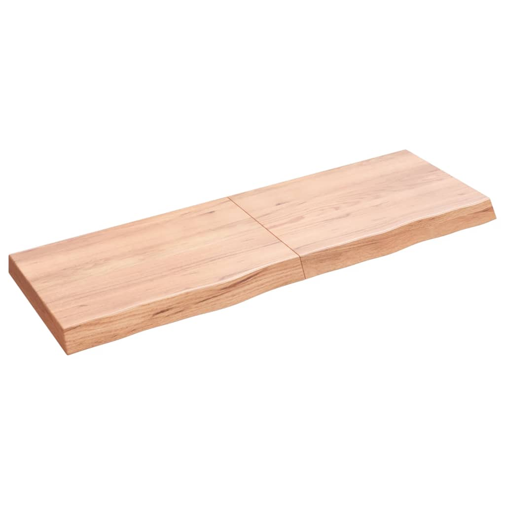 világosbarna kezelt tömör tölgyfa fali polc 120 x 40 x (2-6) cm (363695)
