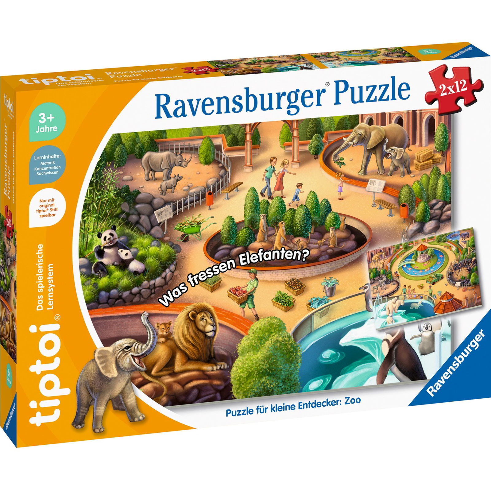 Ravensburger Kis felfedezők: Állatkert 2 x 12 darabos tiptoi Oktató Puzzle (00138)