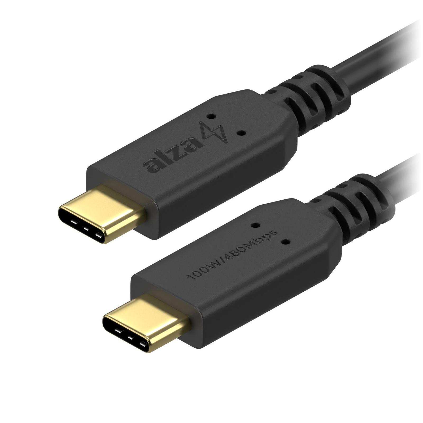AlzaPower Core USB-C to USB-C 2.0 100W 1m, fekete (APW-CBTC4010B)