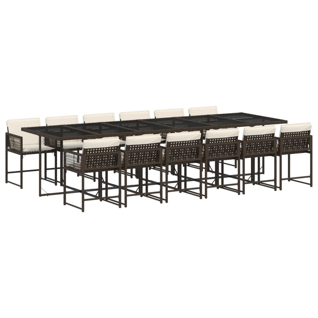 13 részes barna polyrattan kerti ülőgarnitúra párnákkal (3211485)