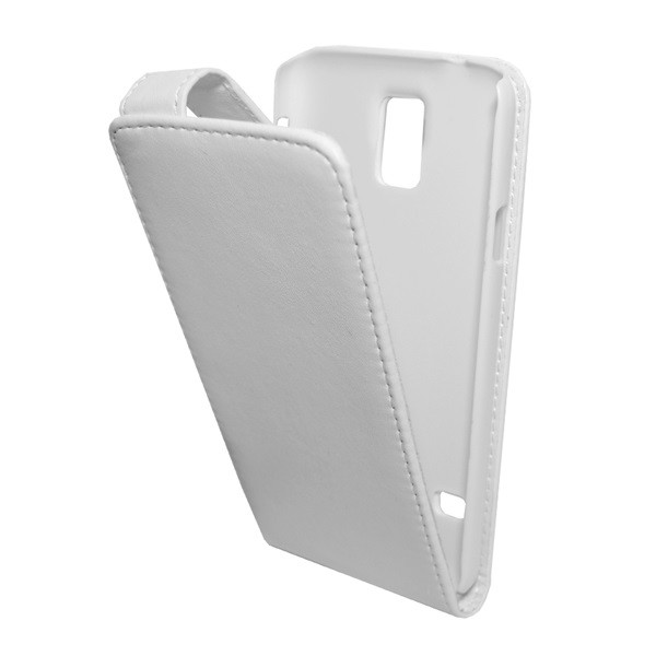 Tok álló, bőr hatású (FLIP, lefelé nyíló) FEHÉR [Samsung Galaxy S5 (SM-G900)] (5996457429608)