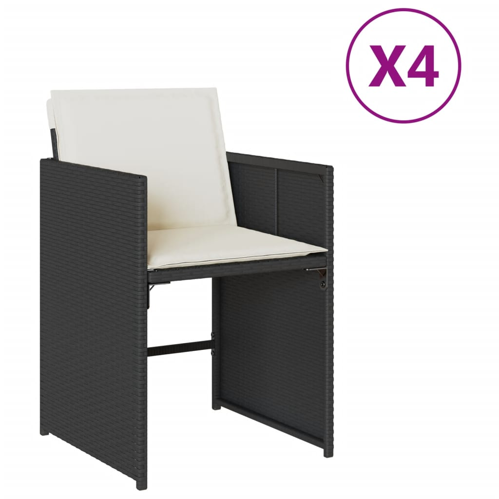 4 db fekete polyrattan kerti szék párnával (4007455)