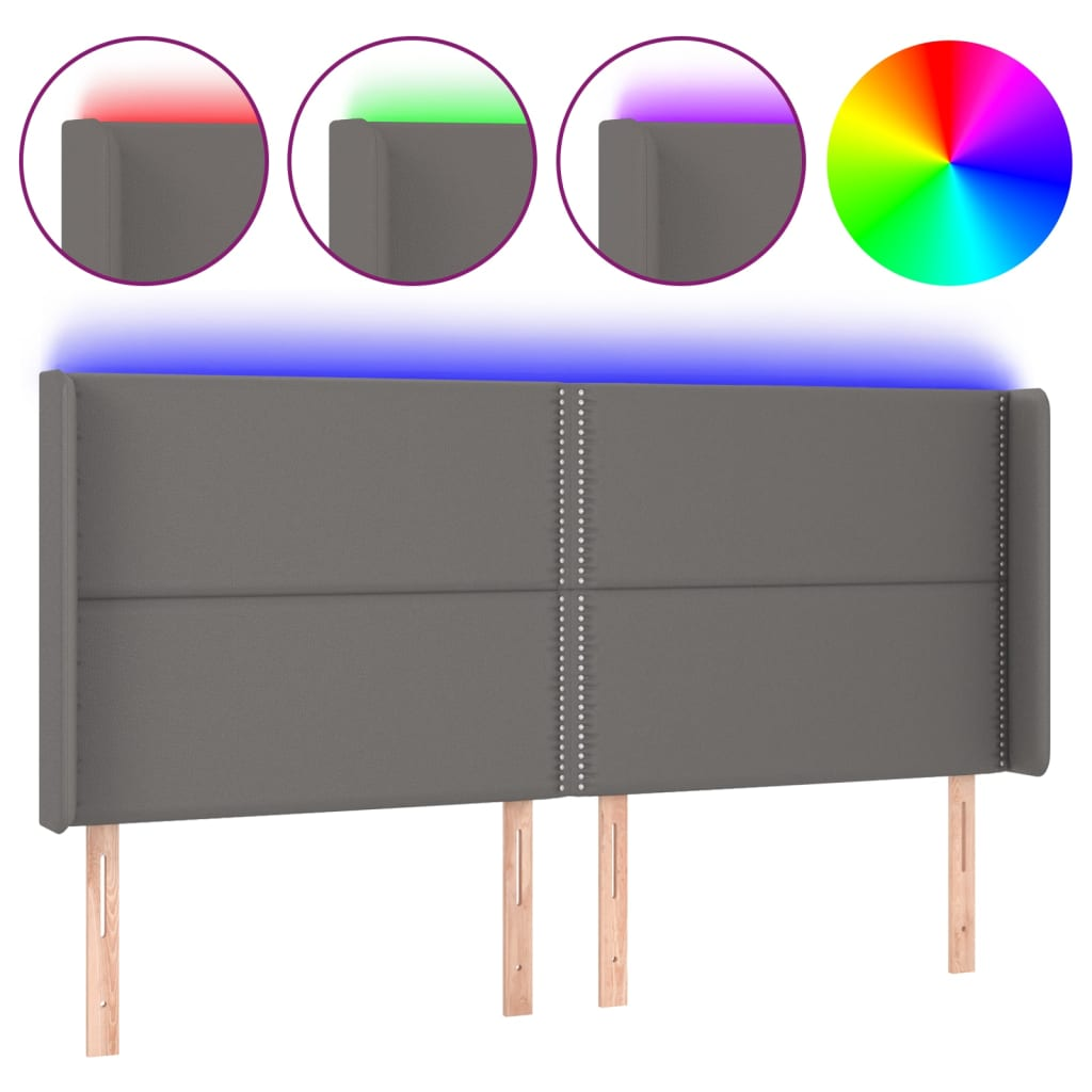 szürke műbőr LED-es fejtámla 163x16x118/128 cm (3124008)