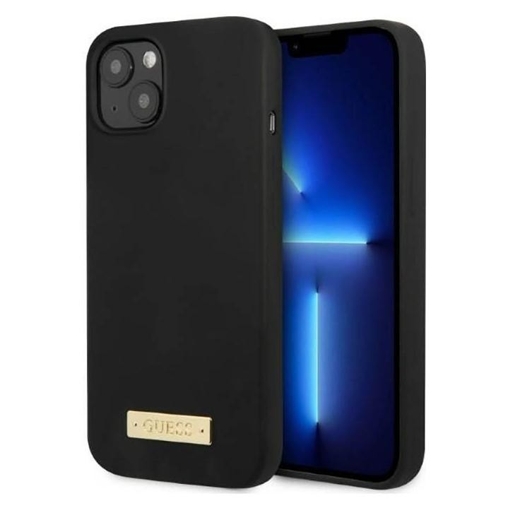 Guess Apple Iphone 13 Logo Plate MagSafe Tok - Fekete (GUHMP13MSPLK)