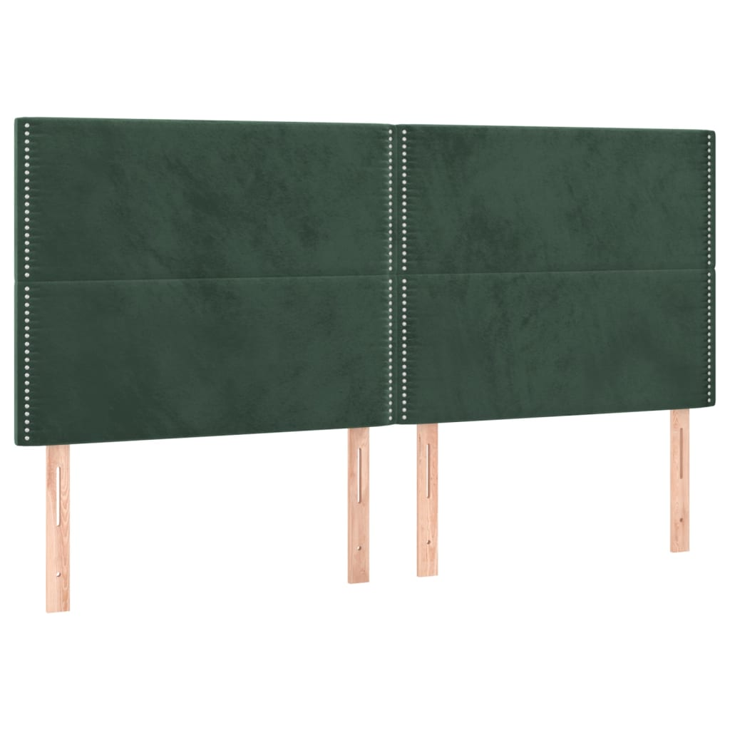 4 db sötétzöld bársony fejtámla 100x5x78/88 cm (3116261)