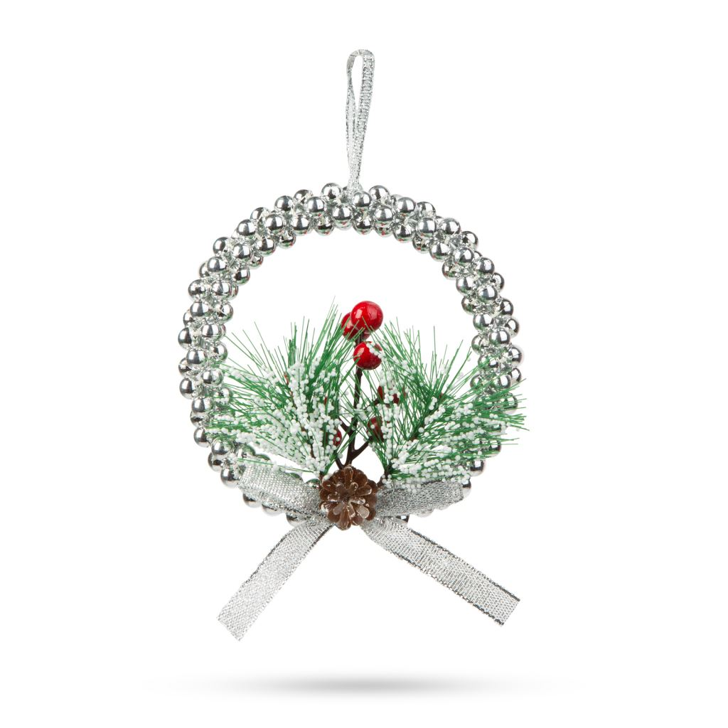 Family karácsonyi dekoráció ezüst koszorú 10cm (58566A) (58566A)