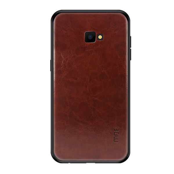 MOFI műanyag telefonvédő (szilikon keret, bőr hatású hátlap) SÖTÉTBARNA [Samsung Galaxy J4 Plus (SM-J415F)] (5996457830978)