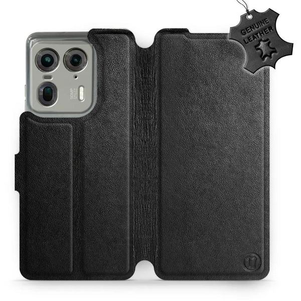 Leather Mobiwear flip book for Motorola EDGE 50 Ultra - Black - L_BLS