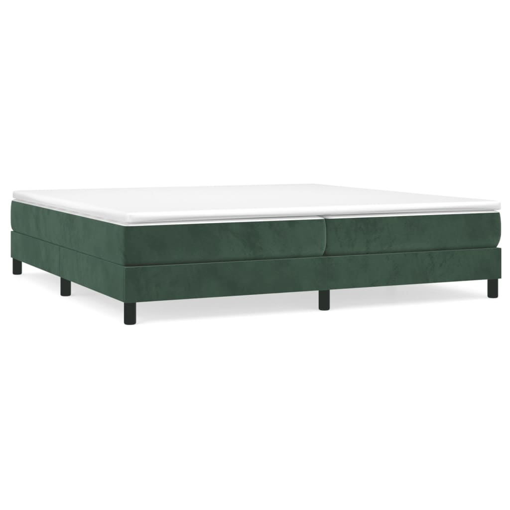 sötétzöld bársony rugós ágy matraccal 200x200 cm (3144354)