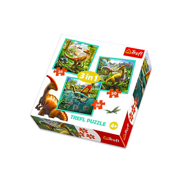Puzzle Trefl 3in1 106 dielikov.Neobvyklý svet dinosaurov 34837