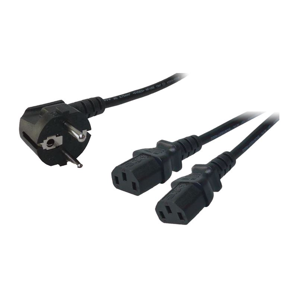 LogiLink Y-tápkábel CEE 7/7 apa - 2xIEC C13 anya 1.7m (CP101)