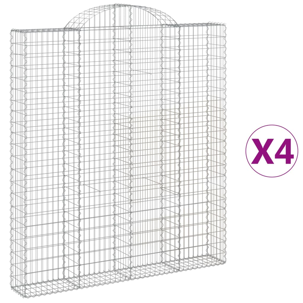 4 db íves horganyzott vas gabion kosár 200x30x220/240 cm (3146238)