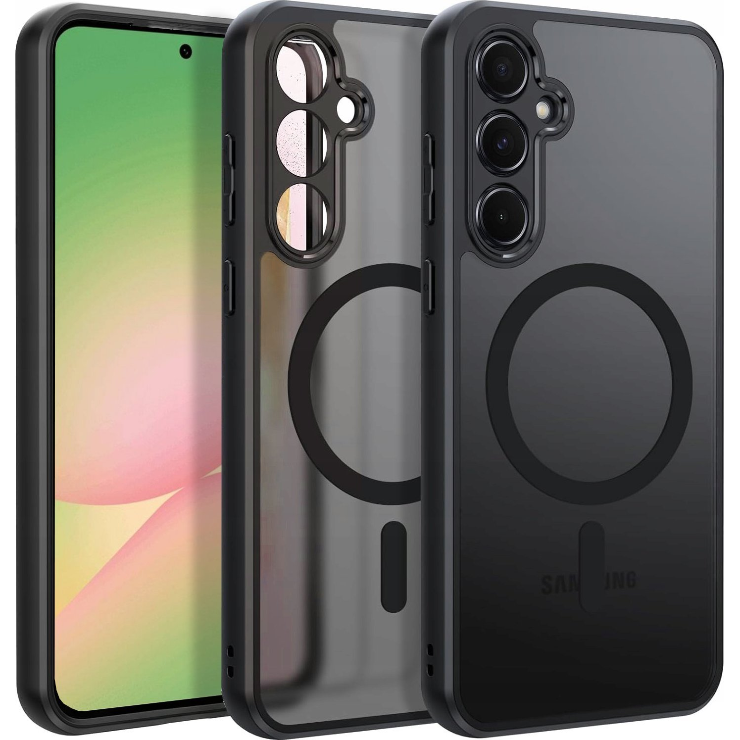 Tech-Protect Magmat Magsafe szilikon tok - Samsung SM-A366 Galaxy A36 5G - fekete/átlátszó (5906302362325)