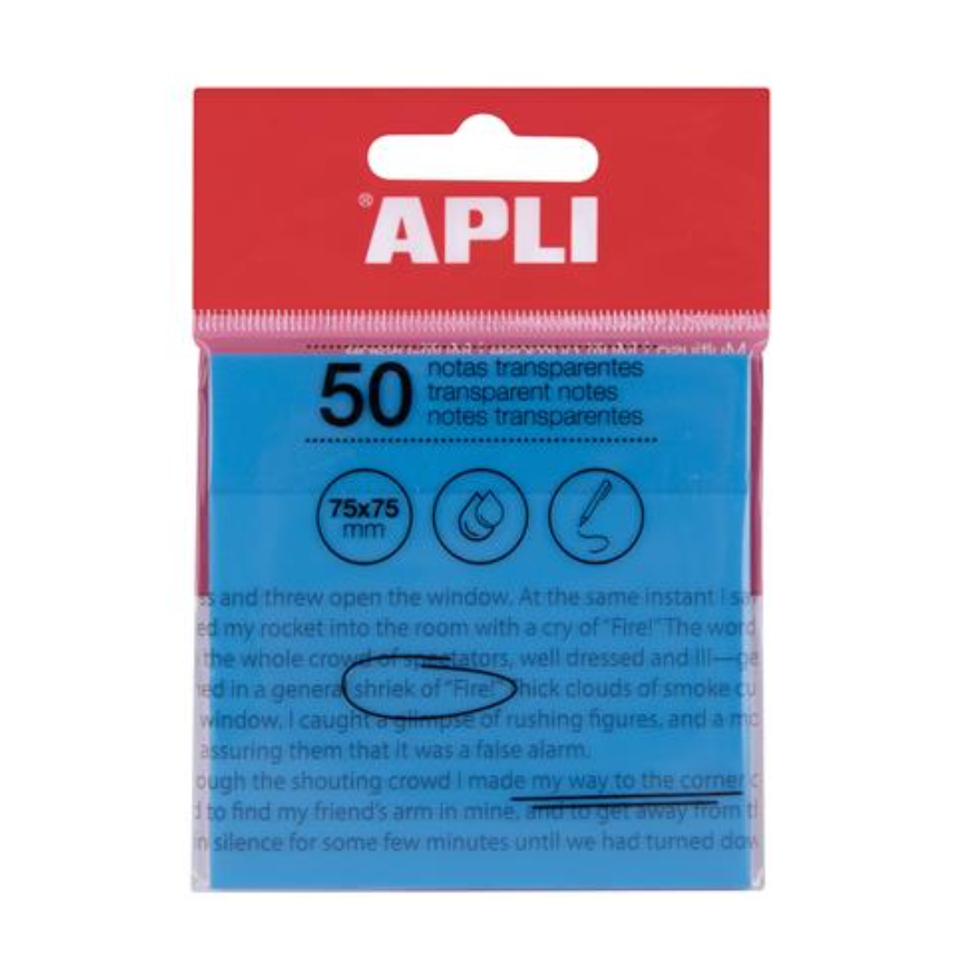 Apli 75x75 mm Átlátszó Öntapadó jegyzettömb (50 lap / tömb) (19571)