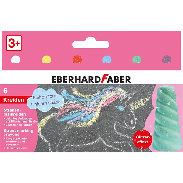 EBERHARD FABER Aszfaltkréta készlet,  "Unikornis", 6 csillámos szín (TFCE526560)