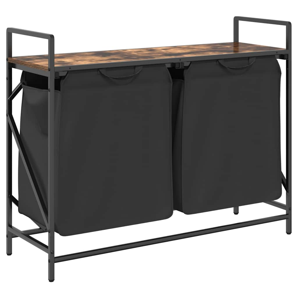 füstölt tölgy mosodai kosár 2 rekeszes polccal (859077)