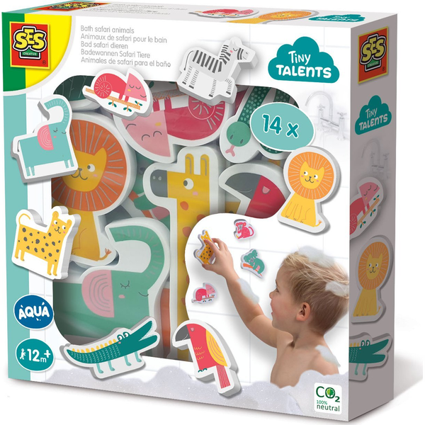 SES Creative Tiny Talents Bath safari animals Sticker baie Multicolor