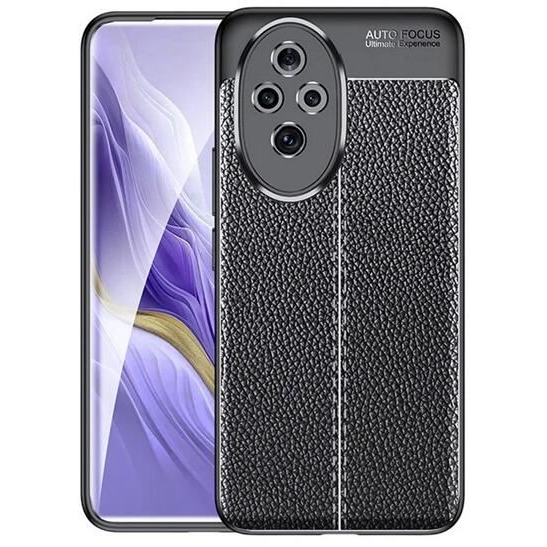 Gigapack Honor 200 varrott bőr hatású szilikon tok fekete (GP-159536) (GP-159536)