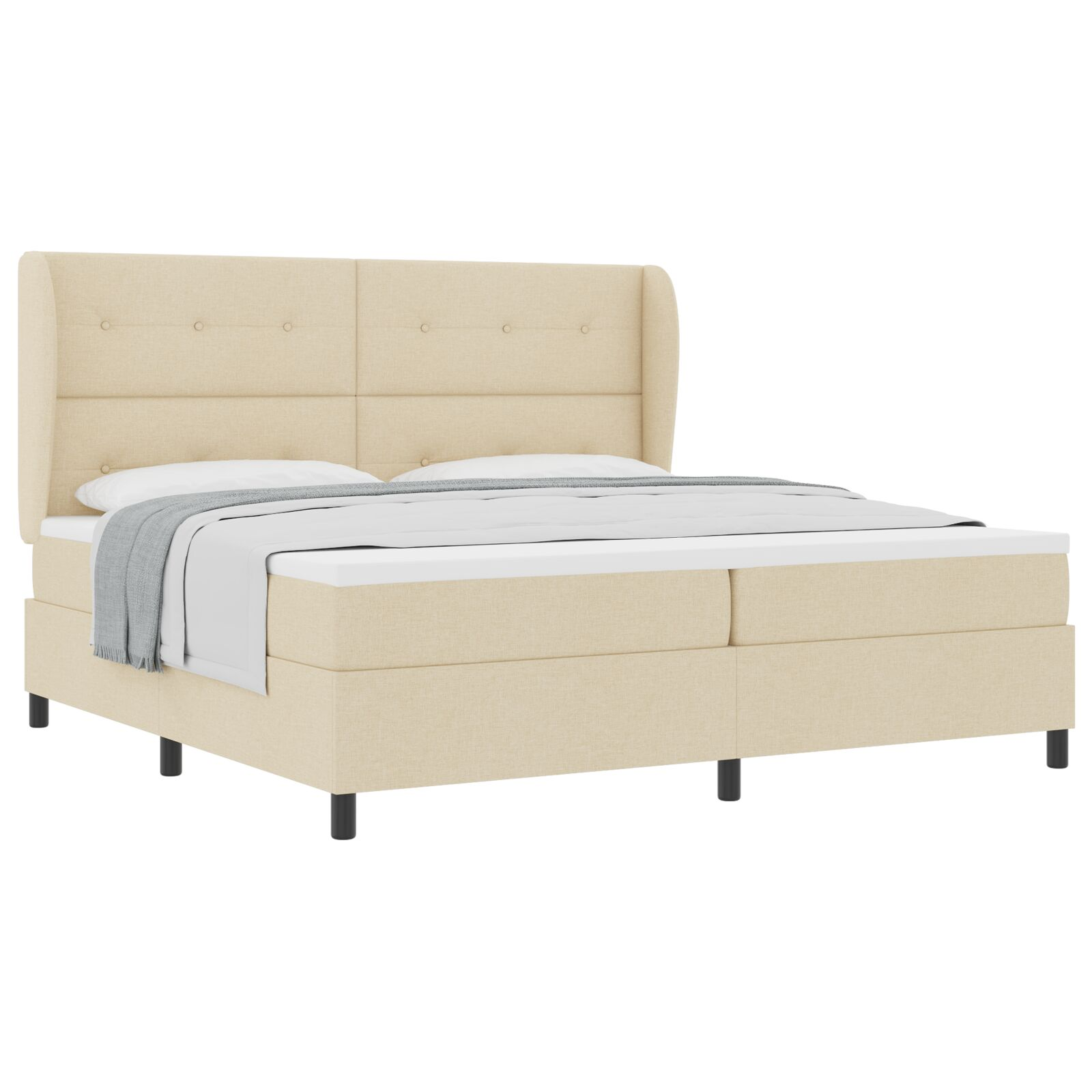 Boxspring Ágy Matraccal - Krém, 200x200 cm Szövet (3340590)