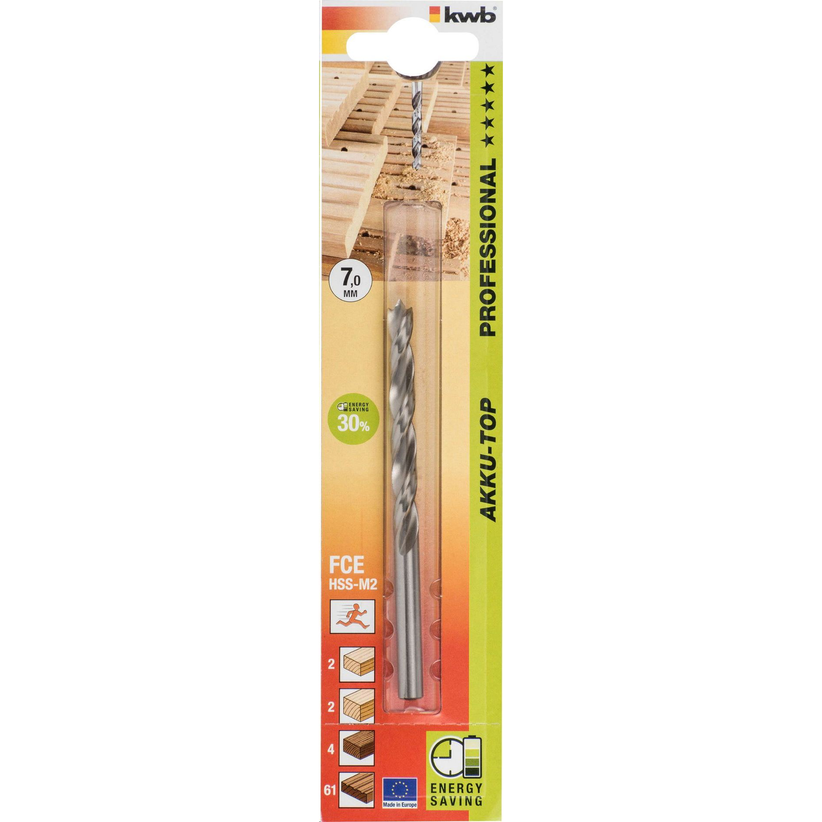 KWB PROFI AKKU TOP ENERGY SAVING 30% fa fúrószár, 7 mm (511907) (511907)