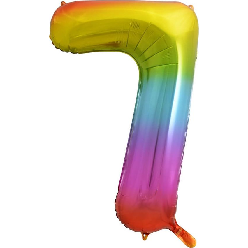 Szivárvány 7-es Szám Fólia Lufi - 85 cm (GODA2046)