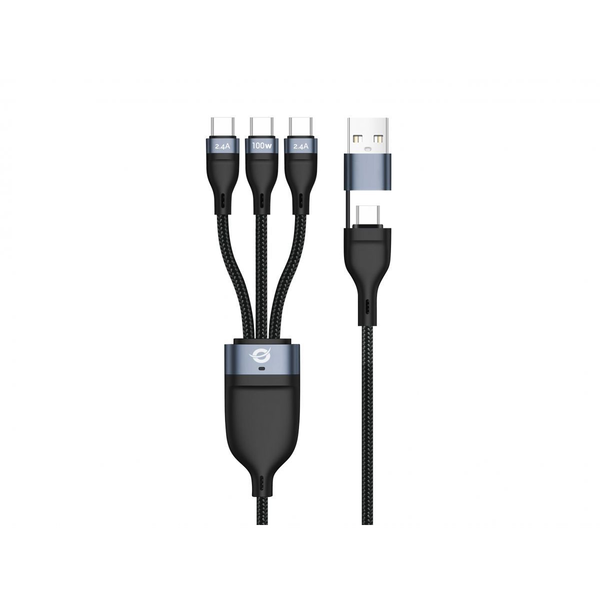 Conceptronic ETTA06B15C cabo USB USB 2.0 1,5 m USB A/USB C 3 x USB C Preto