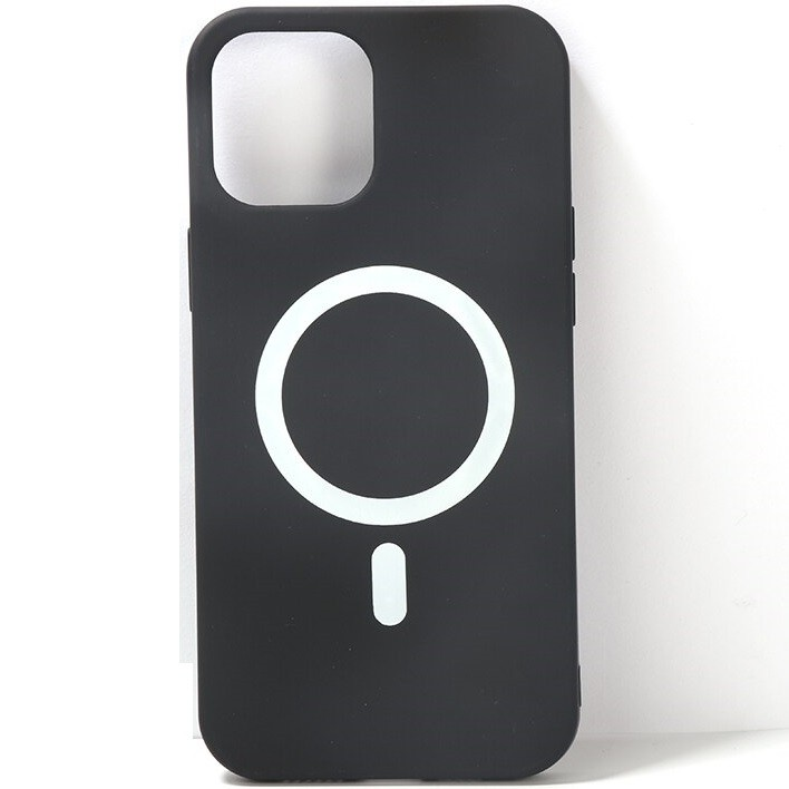 Apple iPhone 13 Pro Max, Szilikon tok, mágnes gyűrűvel, MagSafe töltővel kompatibilis, Wooze Magsafe Case, fekete (125737)