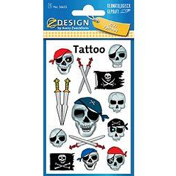 Matrica, tetoválás, 1 ív, 76x120 mm, AVERY ZWECKFORM, "Z-Desing No.56632", kalóz halálfejek kardokkal (106711)