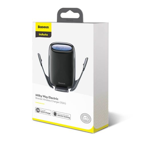 Зарядно устройство за кола Wireless Baseus Milky Way, Quick Charge, 15W, Черен, WXHW02-01