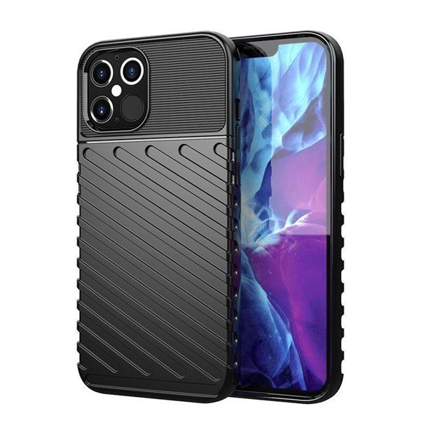 Xiaomi 13 Pro, Szilikon tok, közepesen ütésálló, domború csíkos minta, fekete (RS135266)