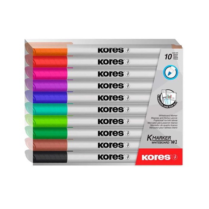Kores K-Marker 1-3mm kúpus Tábla- és flipchart marker készlet - 10 különböző szín (22841)