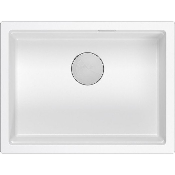 Zlewozmywak GraniteQ LOGAN 100 GraniteQ zlewozmywak snow white 59,5x45,1x21,5 cm 1-komorowy podwieszany z syfonem manualnym stal szlachetna