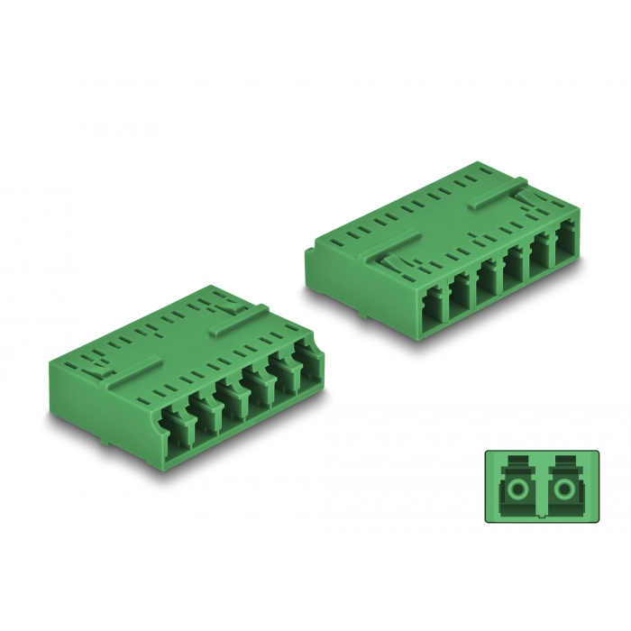 Delock Optikai szál kapcsolat HD LC Hexaplex anya - LC Hexaplex anya zöld (87925) (87925)