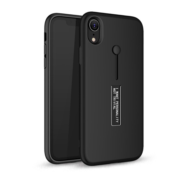 Műanyag telefonvédő (gumírozott, ujjra húzható szilikon) FEKETE [Apple iPhone XS Max 6.5] (5996457802173)