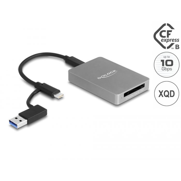 Delock USB Type-C четец на карти за CFexpress или XQD карти с памет (91008) (delock91008)