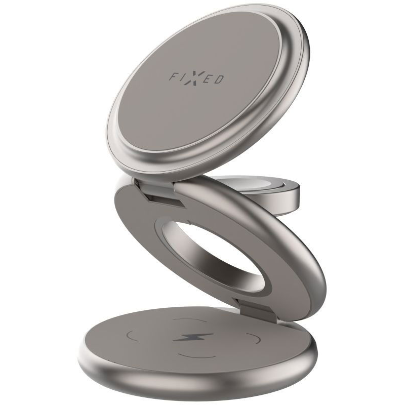 FIXED MagPowerstation Round MagSafe 15W+5W+5W Titan Edition (FIXMPOS-RO-TI)